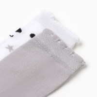 Новый год.Гольфы детские 2 пары Крошка Я, 10-12 см, белый / серый