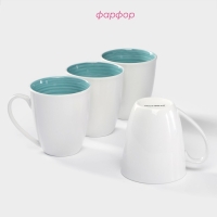 Набор фарфоровых кружек Доляна «Палитра», 4 предмета: 350 мл, цвет белый Набор фарфоровых кружек Доляна «Палитра», 4 предмета: 350 мл, цвет белый