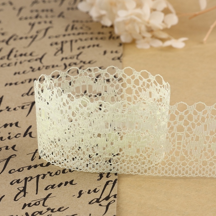 Кружево капроновое, 40 мм &times; 10 &plusmn; 1 м, цвет ванильный