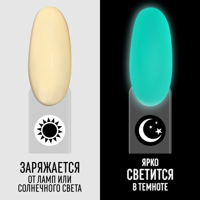 Гель лак для ногтей, &laquo;GLOW IN THE DARK&raquo;, 3-х фазный, 8мл, LED/UV,люминесцентный, цвет молочный (04)