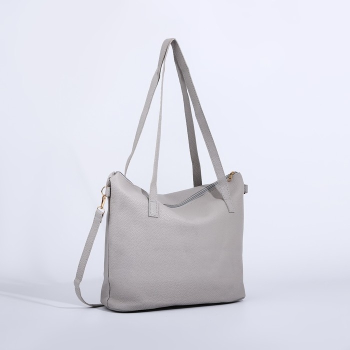 Сумка женская тоут на молнии, цвет серый