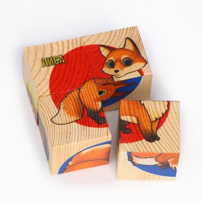 Кубики из натурального дерева &laquo;Лесные жители&raquo;