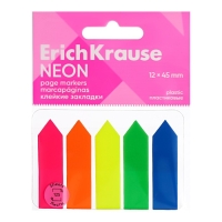 Закладки с клеевым краем пластиковые, 12х45 мм, ErichKrause, "Neon Arrows", 125 листов, 5 цветов Закладки с клеевым краем пластиковые, 12х45 мм, ErichKrause, "Neon Arrows", 125 листов, 5 цветов