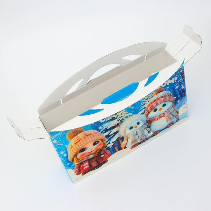 Новый год. Подарочная коробка Новогодняя Портфель макси широкий Новый год. Подарочная коробка Новогодняя Портфель макси широкий "Малыши" с анимацией 37 x 8 x 20,2 см.