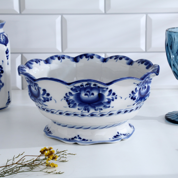 Фруктовница &laquo;Дары лета&raquo;, D=22 см, гжель