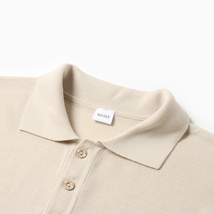 Джемпер поло мужской MINAKU: Knitwear collection цвет кремовый ,р-р 46