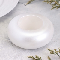 Подсвечник "Полноторие" из гипса малый,9х2,5см,белый парламутр Подсвечник "Полноторие" из гипса малый,9х2,5см,белый парламутр