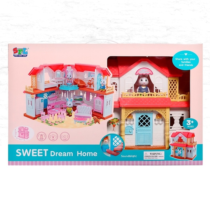 Дом для кукол с набором животных &laquo;Семья кроликов&raquo; и питомцем, свет, звук