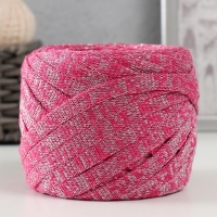 Трикотажная пряжа "Риббон" с люрексом 85м/170&plusmn;5 гр (Фуксия, люрекс: Серебро)