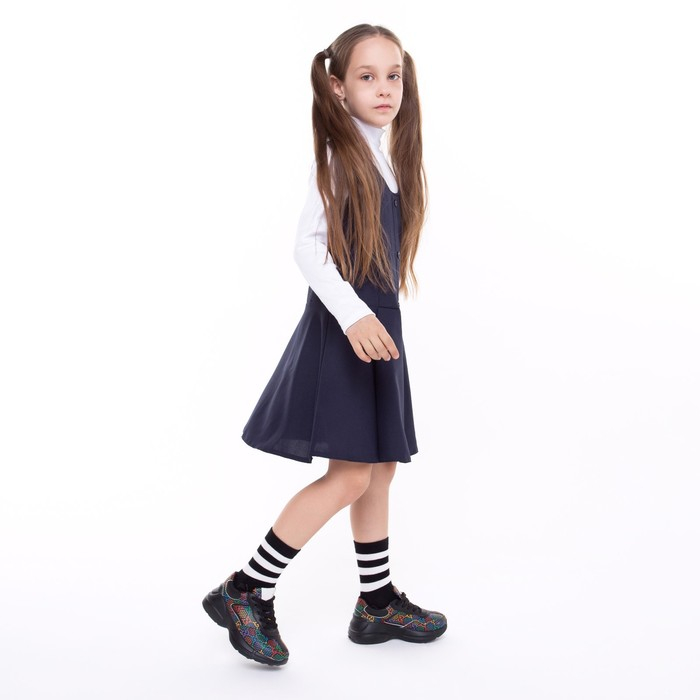 Школьный сарафан для девочки, цвет синий, рост 146
