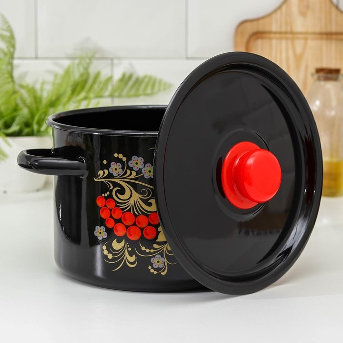 Кастрюля эмалированная &laquo;Рябина&raquo;, 4,5 л