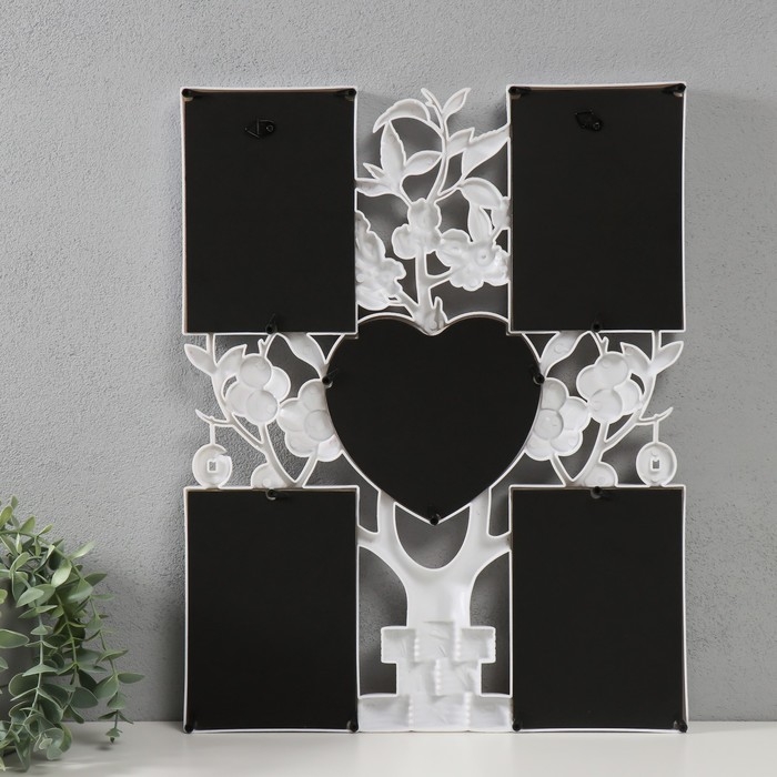 Фоторамка пластик на 5 фото 10х15 13х12 Фоторамка пластик на 5 фото 10х15 13х12 "Денежное дерево" белая 45х35х2,5 см