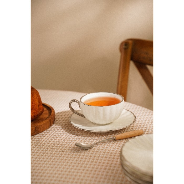 Чайная пара фарфоровая SL Home &laquo;Гарда&raquo;, 2 предмета: чашка 200 мл, блюдце d=15 см, цвет белый