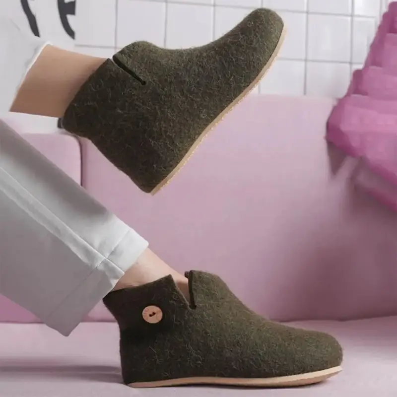 Домашние валенки Wild, зеленые (олива), размер 38