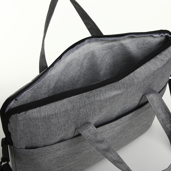 Сумка для ноутбука на молнии, наружный карман, цвет серый