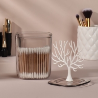 Органайзер для хранения &laquo;WOOD&raquo;, с крышкой, 9 &times; 10,8/20 см, в картонной коробке, цвет прозрачный/белый