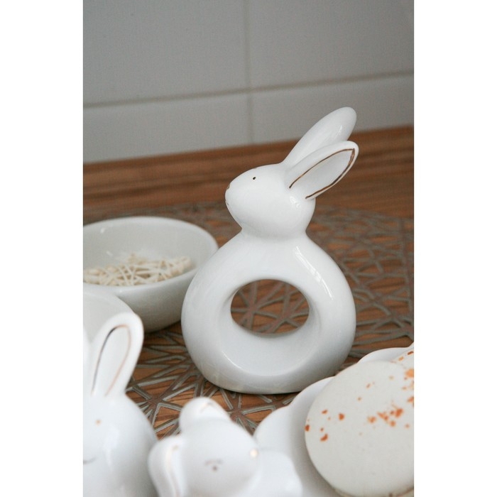 Кольцо для салфеток Доляна &laquo;Зайка в золотом&raquo;, 7,5&times;3,5&times;11,5 см, цвет белый