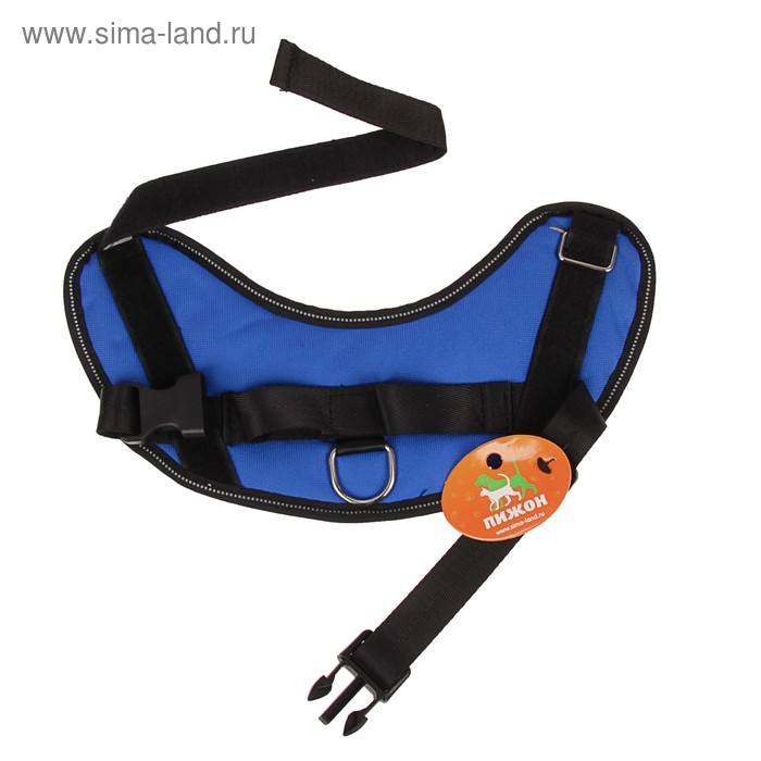 Шлейка К9 мягкая светоотражающая, размер M, ОГ 55-65 см, вес 11-20 кг, синяя Шлейка К9 мягкая светоотражающая, размер M, ОГ 55-65 см, вес 11-20 кг, синяя