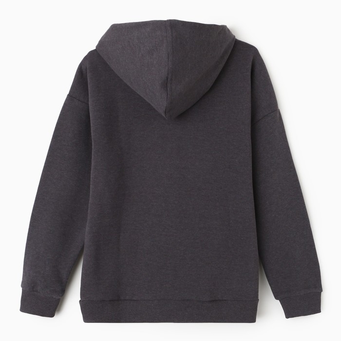 Толстовка детская, цвет тёмно-серый меланж, рост 146 см