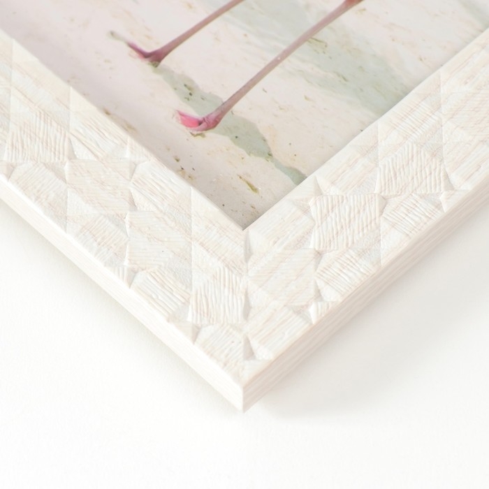 Фоторамка пластик 15х20 см "Ромбы. Текстура дерева" белая 23,5х18,5 см