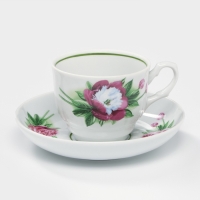 Чайная пара «Пион», 250 мл, блюдце d=15 см, фарфор Чайная пара «Пион», 250 мл, блюдце d=15 см, фарфор