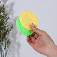 Спонжи для умывания, круглые, 2 шт, цвет МИКС Спонжи для умывания, круглые, 2 шт, цвет МИКС