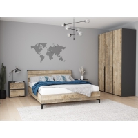 Комод с 4 ящиками Денвер, 800х360х980, Графит/Дуб гранж