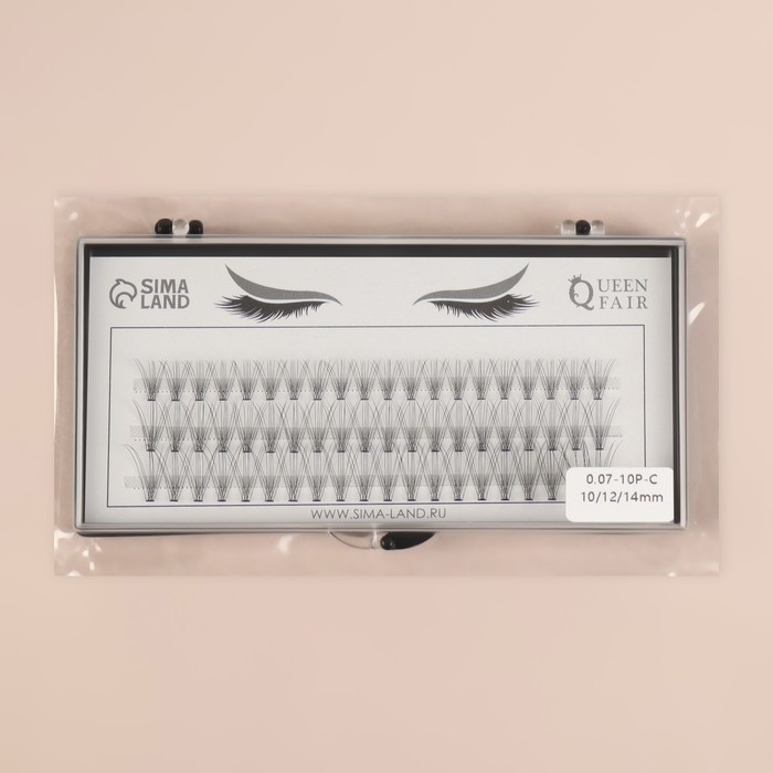Набор накладных ресниц &laquo;Классика&raquo;, пучки, 10, 12, 14 мм, толщина 0,07 мм, изгиб C, 10 D