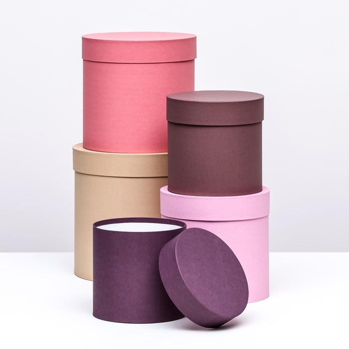 Набор шляпных коробок 5в1, кофейный, 23 х 23 - 15 х 15 см Набор шляпных коробок 5в1, кофейный, 23 х 23 - 15 х 15 см