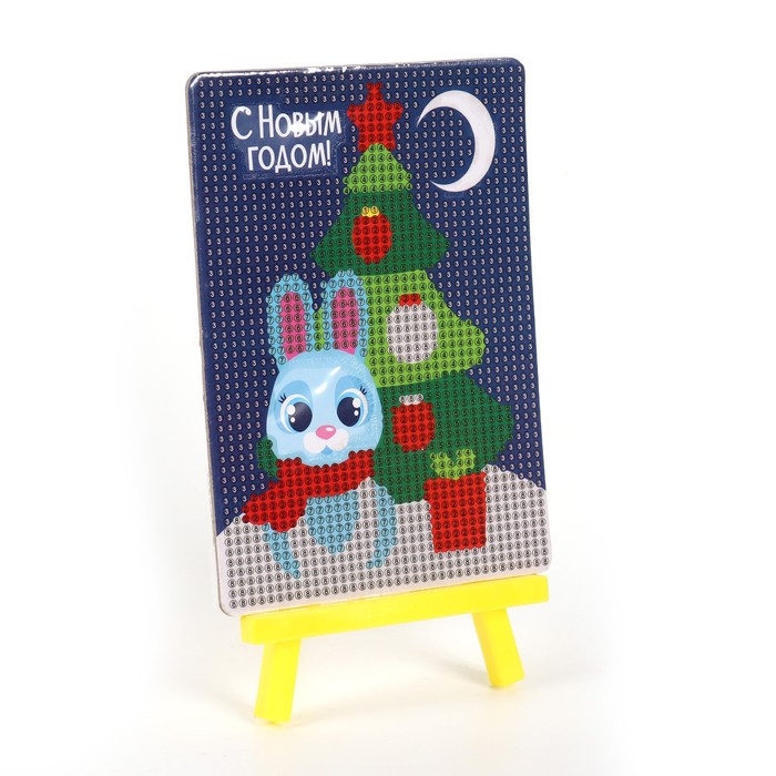 Алмазная мозаика на новый год с частичным заполнением для детей на подставке &laquo;Ёлка&raquo;, 10 х 15 см, новогодний набор для творчества
