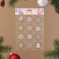 Набор наклеек "Новогодний" снежинки и колокольчики, 29,2 х 38,1 см Набор наклеек "Новогодний" снежинки и колокольчики, 29,2 х 38,1 см
