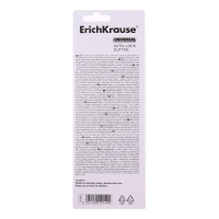 Нож канцелярский 18 мм, Erich Krause Universal, с автоматической системой фиксации лезвия auto-lock и насадкой для безопасного отделения сегмента лезвия, металлические направляющие, 2 лезвия в наборе, блистер