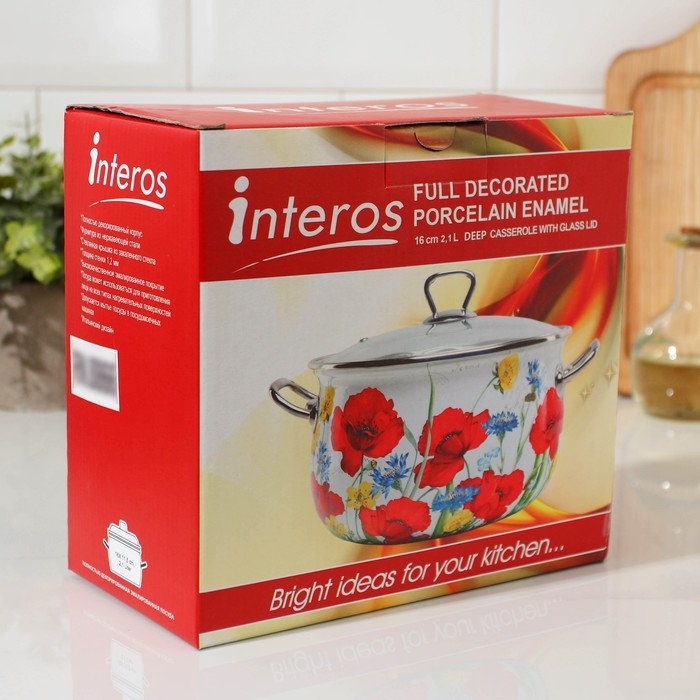 Кастрюля эмалированная «Верона», 2,1 л, стеклянная крышка, индукция Кастрюля эмалированная «Верона», 2,1 л, стеклянная крышка, индукция