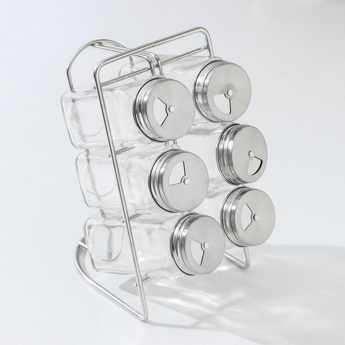 Набор для специй на подставке &laquo;Лесенка&raquo;, ёмкость, 4,5&times;10,5 см, 6 шт