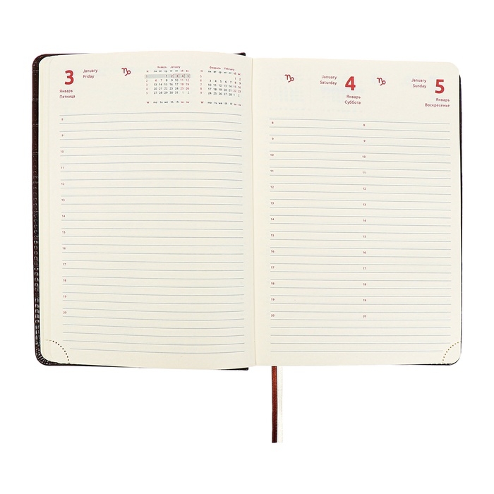 Ежедневник датированный 2024 A5 176 листов, deVENTE.Belcanto, твёрдая обложка из искусственной кожи с поролоном, ляссе, кремовый блок 70 г/м2, коричневый
