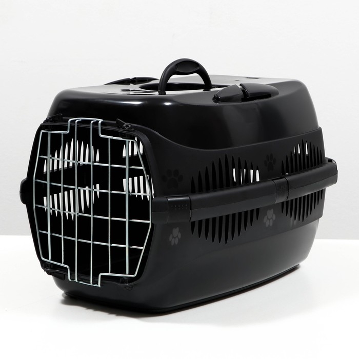 Переноска для животных до 12 кг Переноска для животных до 12 кг "Пижон" 49х33х32см, металлическая дверь, черная
