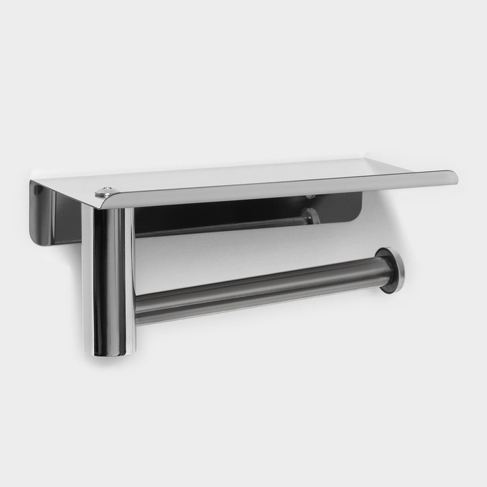 Держатель для туалетной бумаги с полочкой, 18&times;10&times;9 см, хром