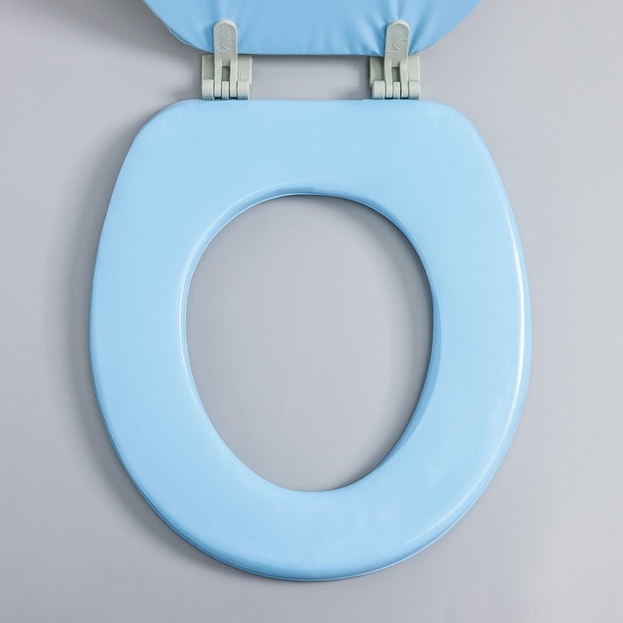 Сиденье для унитаза с крышкой,Росспласт, 43&times;37 см, мягкое, голубое, МИКС