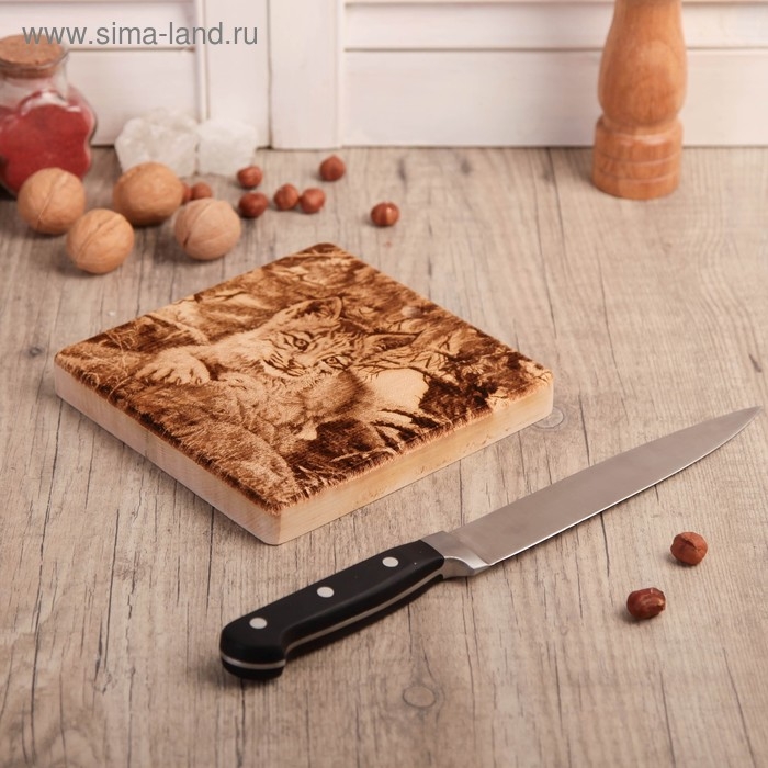 Доска из массива кедра &laquo;Рысь&raquo;, квадратная, 18 &times; 18 см