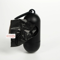 Контейнер с пакетами для уборки за собаками (рулон 15 пакетов 29х21 см), чёрный Контейнер с пакетами для уборки за собаками (рулон 15 пакетов 29х21 см), чёрный