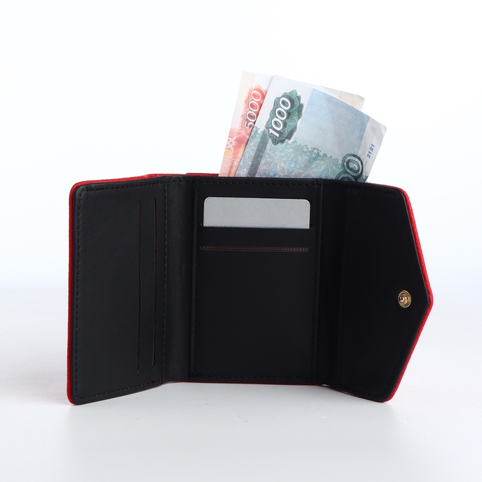 Кошелёк женский на кнопке, цвет красный