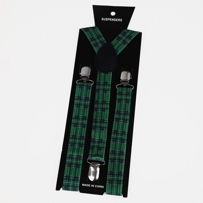 Подтяжки взрослые, ширина 2.5 см, цвет зелёный Подтяжки взрослые, ширина 2.5 см, цвет зелёный