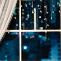 Гирлянда &laquo;Бахрома&raquo; 1.8 &times; 0.5 м с насадками &laquo;Ёжики&raquo;, IP20, прозрачная нить, 48 LED, свечение мульти (RG/RB), мигание, 220 В