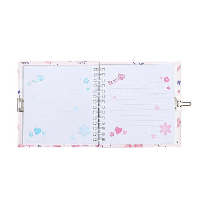 Записная книжка подарочная, 45 листов, линия, на замке, на гребне, Вишенки (13х13,5см)