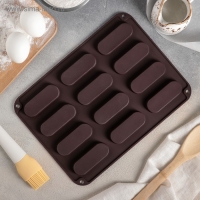 Форма для выпечки Доляна «Сладости.Эклер», силикон, 28×21×1 см, 12 ячеек (7,6×2,7×1 см), цвет МИКС Форма для выпечки Доляна «Сладости.Эклер», силикон, 28×21×1 см, 12 ячеек (7,6×2,7×1 см), цвет МИКС