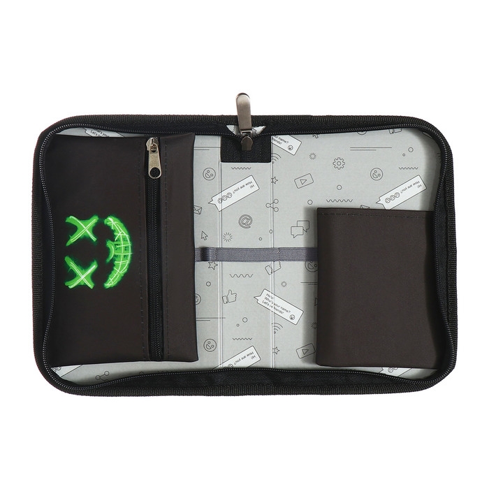 Пенал 1 секция 140 х 210 х 40 мм, откидной карман и косметичка, тканевый, Calligrata TOP Content Пенал 1 секция 140 х 210 х 40 мм, откидной карман и косметичка, тканевый, Calligrata TOP Content "Маска"