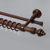 Карниз двухрядный, ширина 140 см, d=28 мм, пластиковые элементы, цвет орех Карниз двухрядный, ширина 140 см, d=28 мм, пластиковые элементы, цвет орех