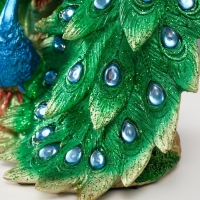 Сувенир полистоун "Два зелёных павлина" стразы 25,5х14х24 см