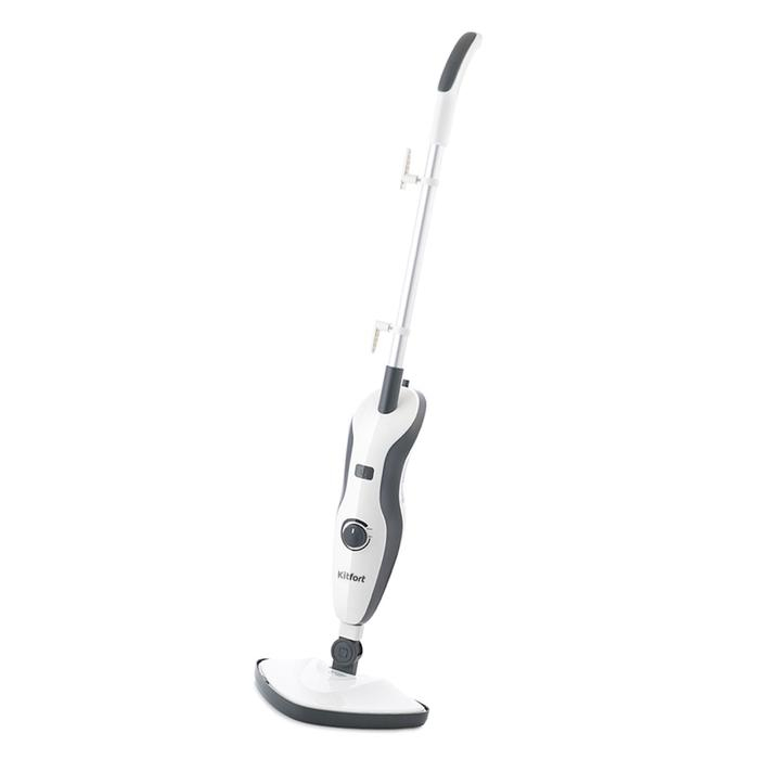 Паровая швабра Kitfort КТ-1006, 1500 Вт, 450 мл, шнур 5 м, черно-белая Паровая швабра Kitfort КТ-1006, 1500 Вт, 450 мл, шнур 5 м, черно-белая