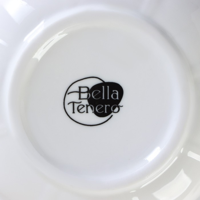 Сахарница фарфоровая с ложкой на бамбуковой подставке BellaTenero, 350 мл, цвет белый